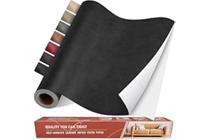 Yikda Self Adhesive Leather Repair Patch Kit, 31.3 in x 16 in Large Vinyl Leather Repair Tape for Furniture, Car Seat, Couch, Sofa, Chair Retro Black