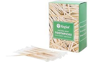 4000 Count | KingSeal Individually Cello Wrapped Mint Flavor Birch Wood Toothpicks, 2.5 Inch, Bulk Pack - 4 Boxes x 1000