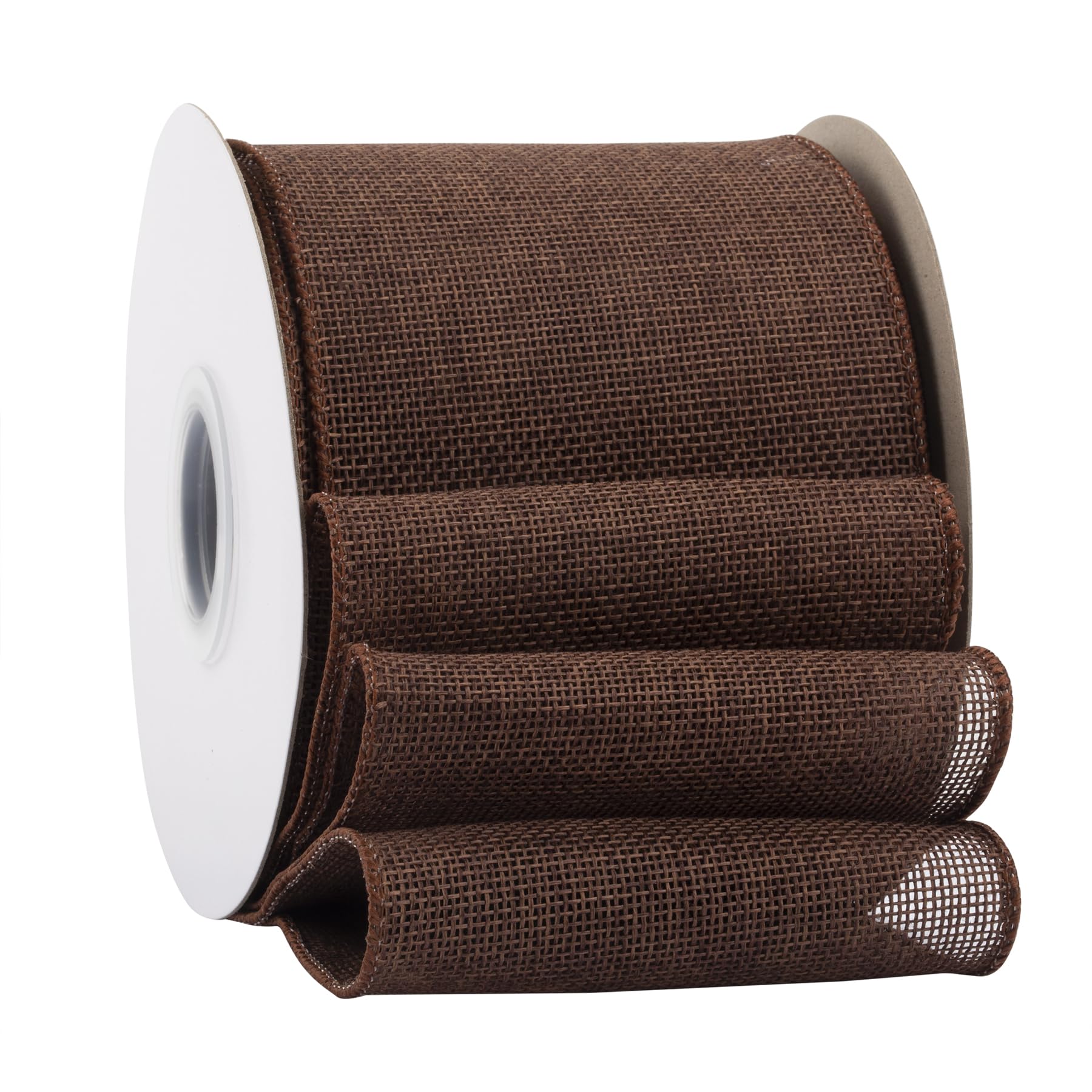 Ribbonitlux Brown Burlap Wired Ribbon, 100mm x 18 Meters, Wired Edge Burlap Ribbon for Gift Wrapping, Big Bow, Wreath, and Christmas Tree Decoration