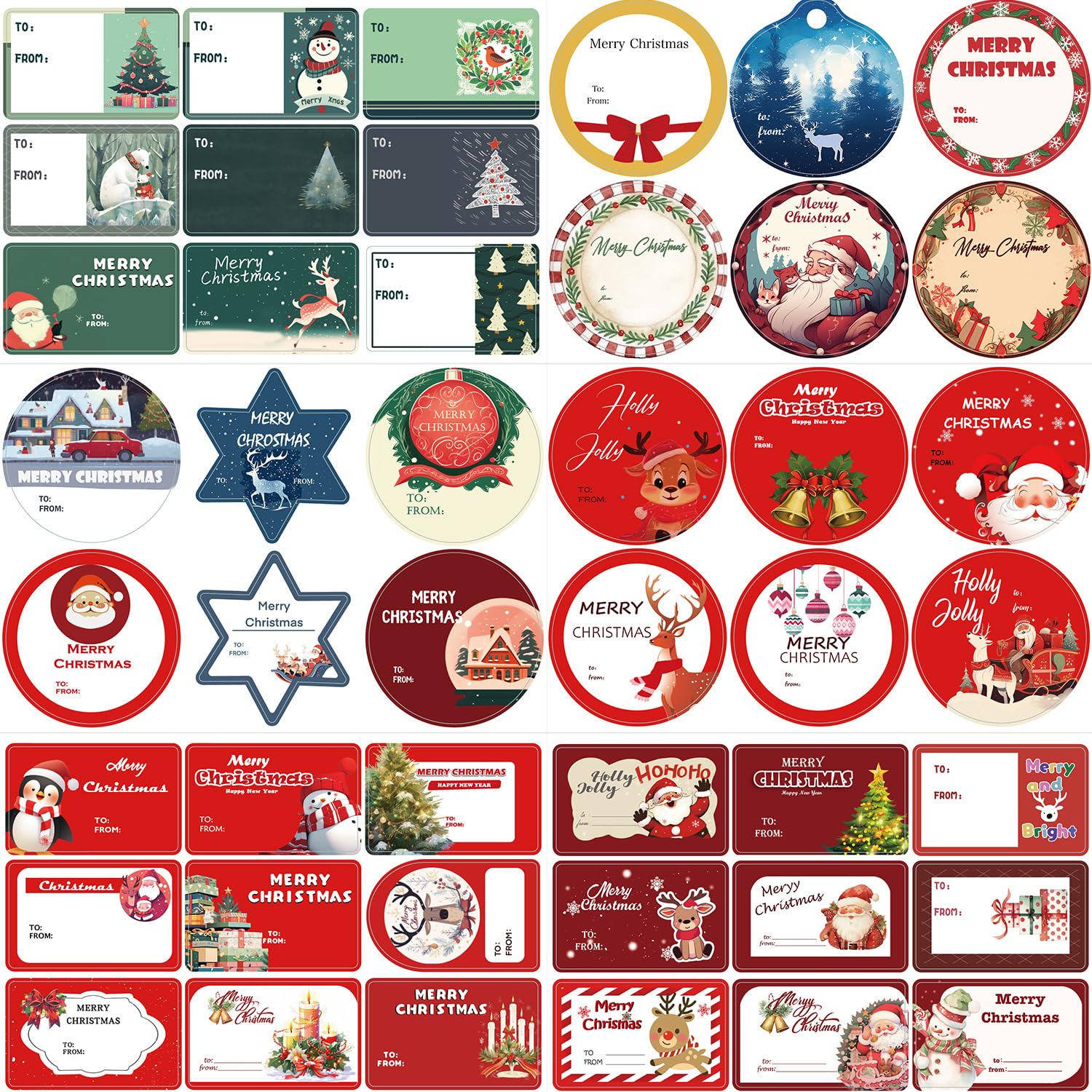 LZLPACKING 8pcs Children's Christmas Stickers DIY Notebooks Small Cards Phone Case Decoration Santa Claus Jigsaw Notebooks