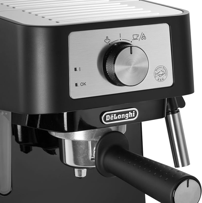 EC260.BK Macchina da Caffè Per Polvere o in Cialde E.S.E., Sistema Latte Manuale, Facile da usare, Serbatoio Estraibile da 1.1 L, Caldaia acciaio inox