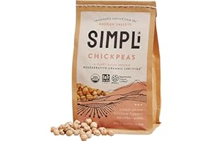 SIMPLi Regenerative Organic Certified Chickpeas, High in Fiber and Protein, Plant-Based Protein, Glyphosate-Free, Dense and Earthy Flavor, 12 oz