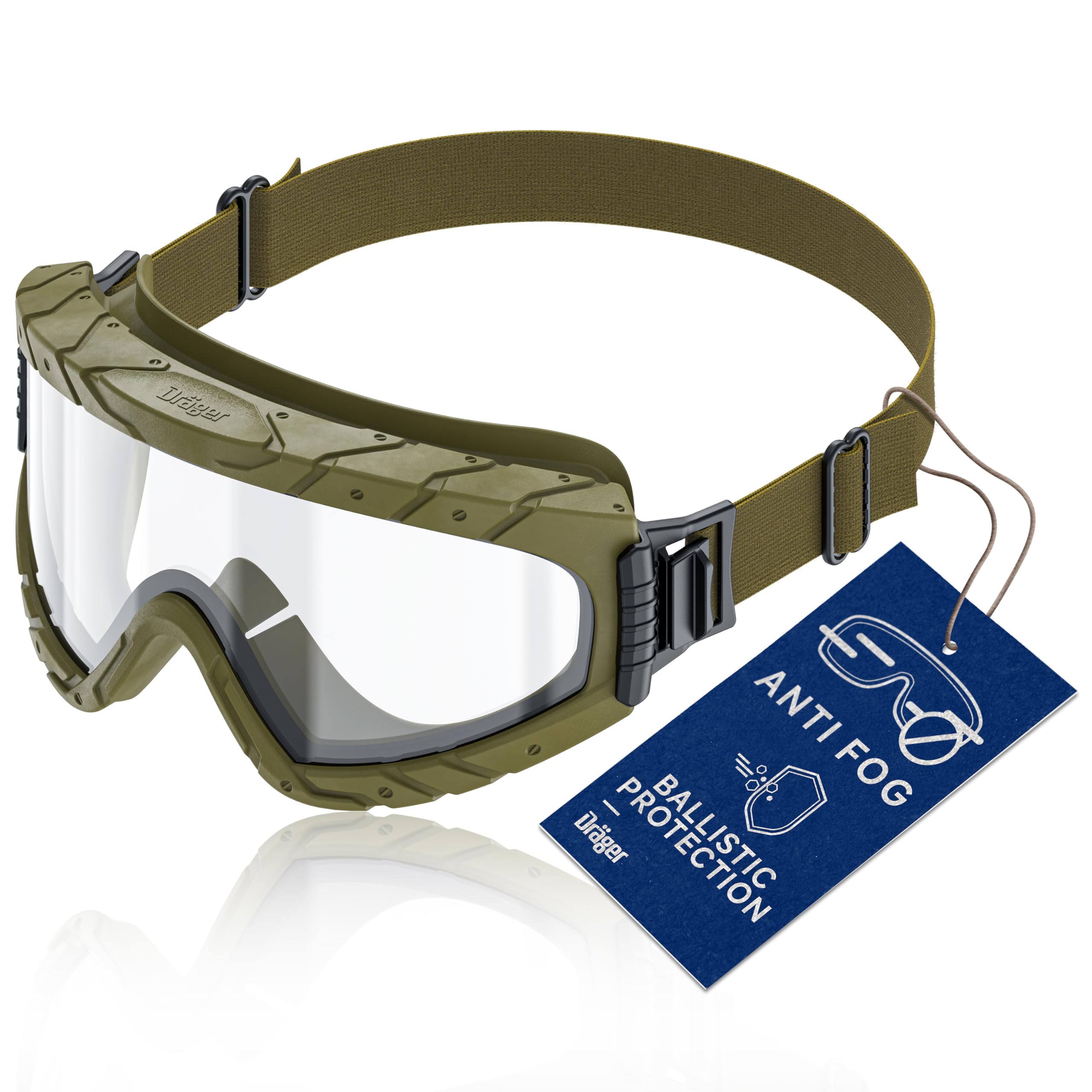 Dräger Safety Goggles X-pect 4900 | Eye Protective Work Spectacles for Professional or Personal Use | Suitable for eyeglass wearer| olive-colored