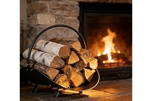 CALIDOLA Black Log Holder Indoor and Outdoor Firewood Rack Hearth Basket