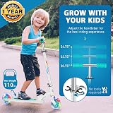 BELEEV Kids Scooter 2 Wheel Folding Adjustable Height 3-12 Green view 2