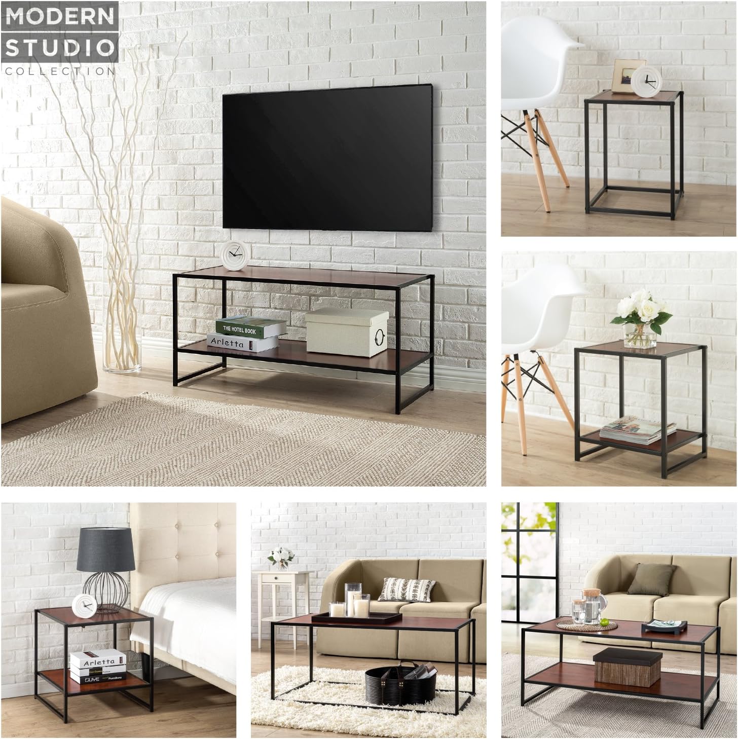 Zinus Dane Modern Studio Collection 20 Inch Square Side / End Table / Night Stand / Coffee Table, Espresso: Furniture & Decor