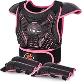 Kids Dirt Bike Gear Motorcycle Armor, Kids Chest Protector Motocross Motorcycle Protective Gear Body Armor Vest Knee Guards and Elbow Full Body Protection Set for Cycling Skateboard MTB ATV (Pink)