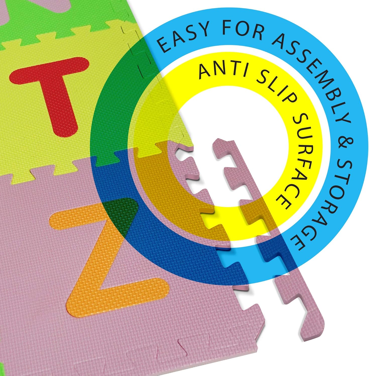 Yes4All Foam Puzzle Play Mat for Kids - Baby Floor Mats/Kids Play Mats - 36 Tiles with Edges, Alphabet & Numbers: Sports & Outdoors
