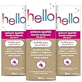 Hello Kids Fluoride Toothpaste, Vegan & SLS-Free, Unicorn Unicorn Bubble Gum Flavor, Cavity Protection & Enamel Care – Safe F