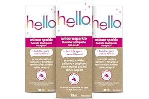 Hello Kids Fluoride Toothpaste, Vegan & SLS-Free, Unicorn Unicorn Bubble Gum Flavor, Cavity Protection & Enamel Care – Safe F