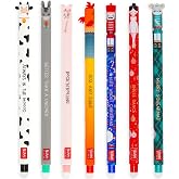Legami Set of 7 Farmyard and Nutcracker Gel Pens, Pens with Erasable Thermosensitive Ink, Range of Ink Colours, Erase Without Using Up the Paper, 0.7mm Tip