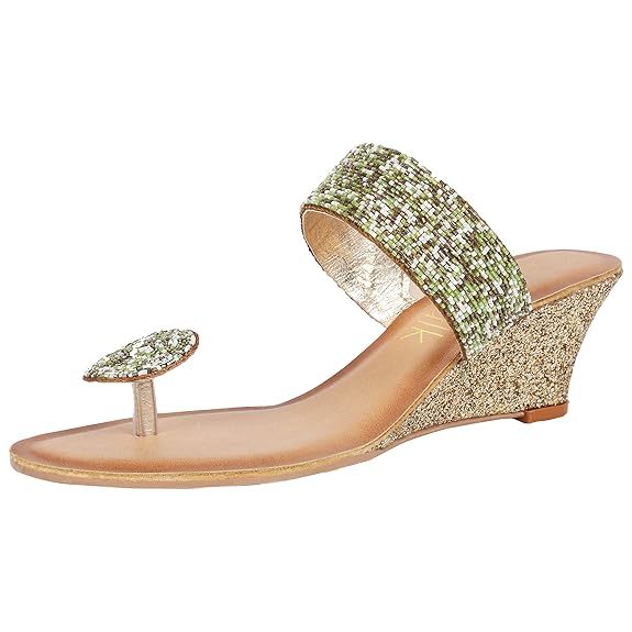 Women's Beaded Glitter Heel Wedges