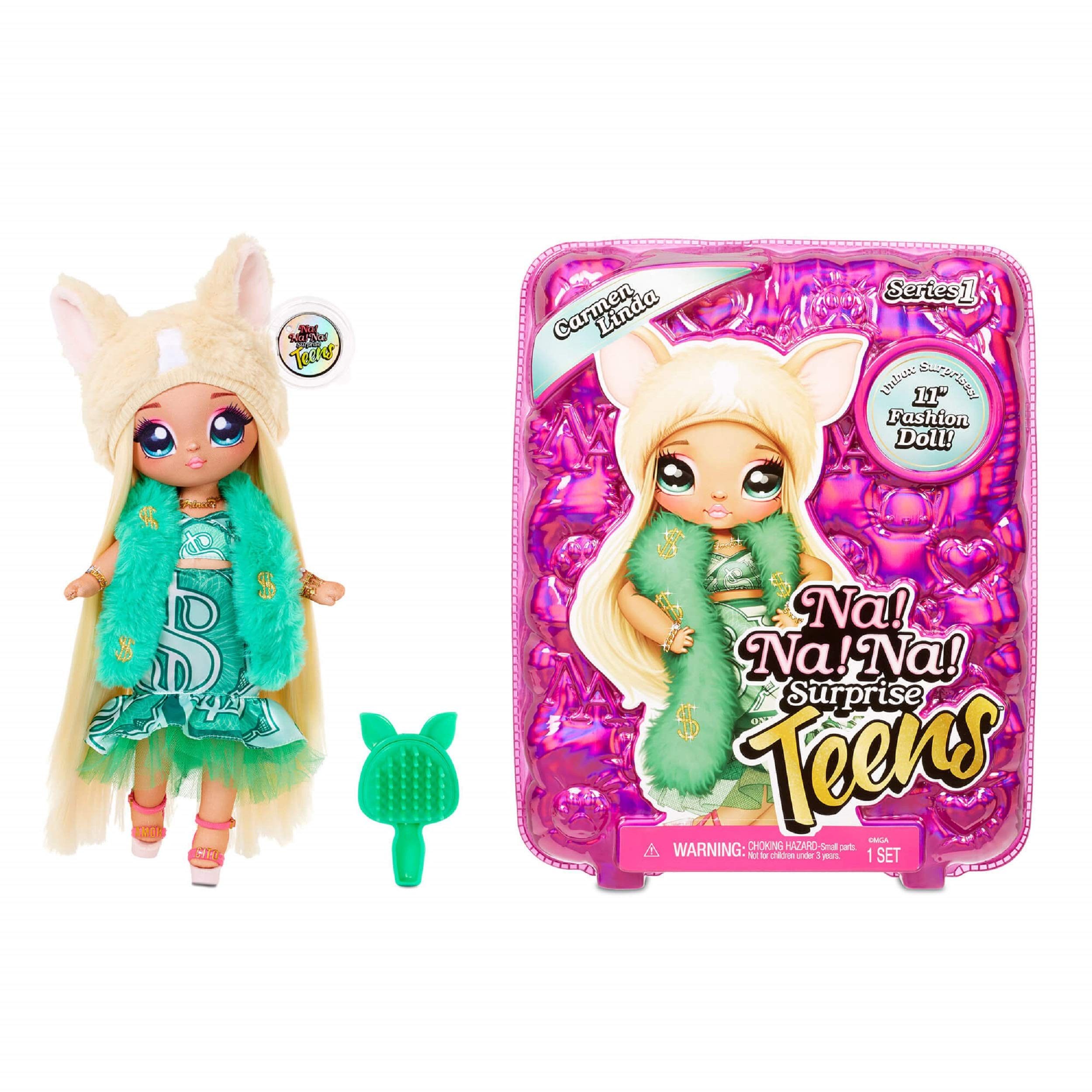 Na Na Na Surprise Teens Fashion Doll, CARMEN LINDA. Collectible Large Soft Fashion Doll with Luxury Outfits And Deluxe Accessories. Teens Series 1. Perfect Gifts For Boys And Girls Age 5+.