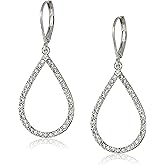 Anne Klein Women's Pierced Earrings Pave Tubular Hoop