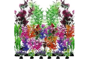 PietyPet 25 Pack Aquarium Plants, Fish Tank Decoration Colorful Artificial Fish Tank Decorations for Household and Office Aquarium Simulation, Small to Large and Tall