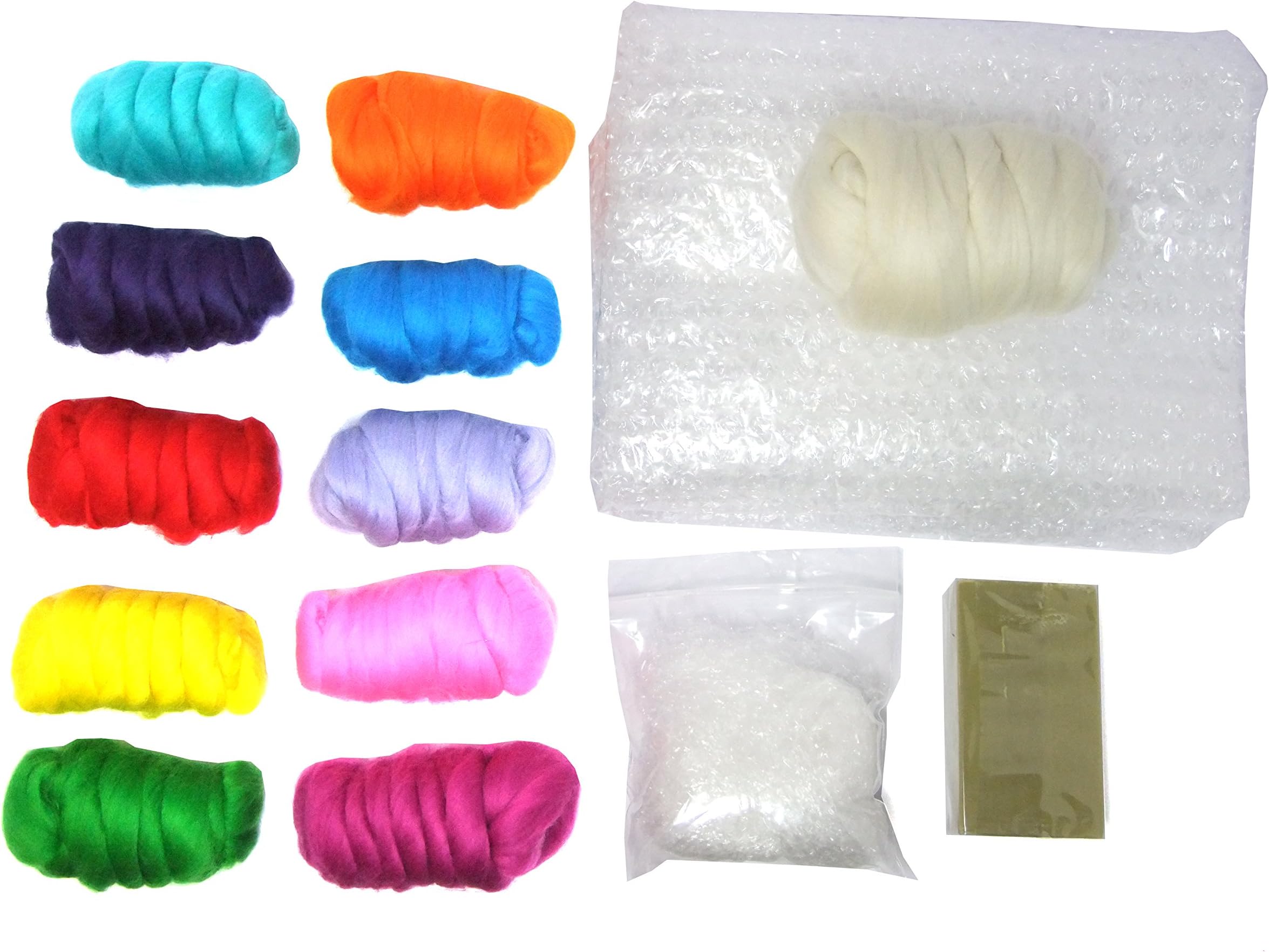 World of Wool Beautiful Brights Wet Felting Kit - Wool Wet Felting Starter Kit - Merino