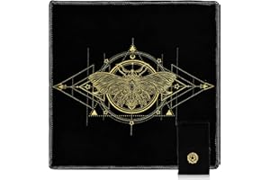 Knana 2Pcs Tarot Card Cloth - Velvet Tarot Cloth with Tarot Card Holder Bag, Golden Bee Pattern Altar Tarot Cloth 19.68 by 19.68 inches - Black