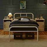 Yaheetech 3ft Single Bed Frame Metal Slatted Bed with Headboard White view 5