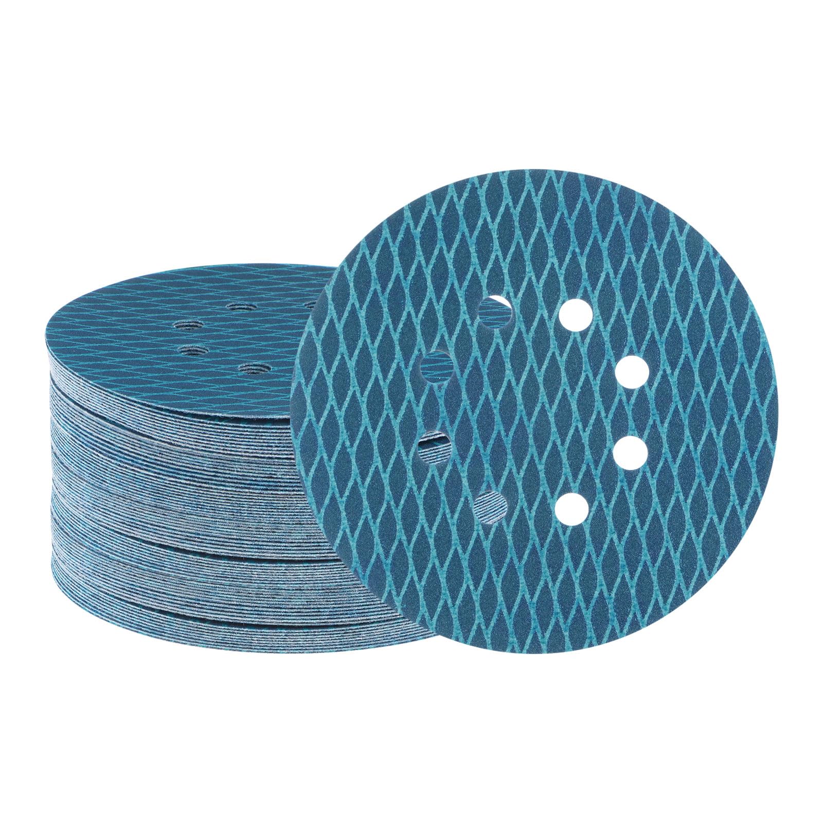 uxcell 70pcs Diamond Shape Sanding Discs 6 Inch 240 Grit Hook and Loop 8 Holes Woodworking Automotive Finishing Discs Sandpaper Pads for Random Disc Sander Orbital Sander