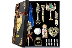 Aifeiter Quill Pen ink Set,Wax Seal Stamp Set,Calligraphy Pen ink Set,Feather Calligraphy Pen Set,Beautiful Gift Calligraphy Set,Christmas Gifts-Blue