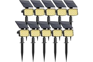 WELALO Solar Spot Lights Outdoor, [10 Pack/3 Modes] Solar Landscape Spotlights, Adjustable Solar Powered Security Lights, IP65 Waterproof Wall Lights for Walkway, Yard, Garden, Driveway (Warm White)