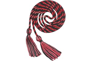 KQNBI Graduation Cords, Cords for Graduation 2025 Graduation Honor Cords 67" Graduation Ropes Cords Polyester Yarn Honor Cord with Tassel for Bachelor Gown Decoration Master Doctor Grad Days, Red and Black