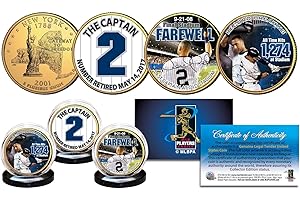 MERRICK MINT Derek Jeter Yankees Captain #2 Retired 24K Gold Plated NY Quarters 3-Coin Set