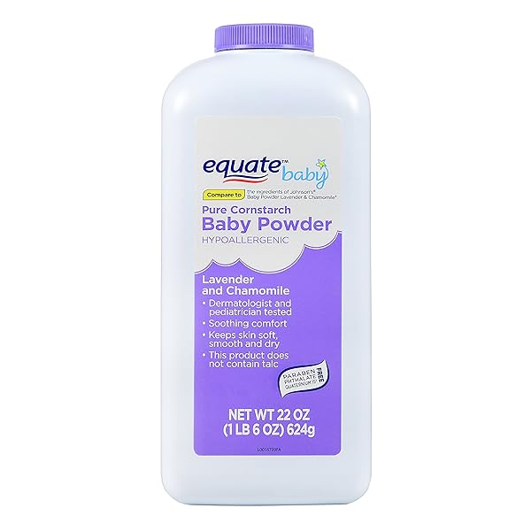 EQUATE PURE CORNSTARCH BABY POWDER WITH LAVENDER AND CHAMOMILE, 22OZ BY JUDASTICE