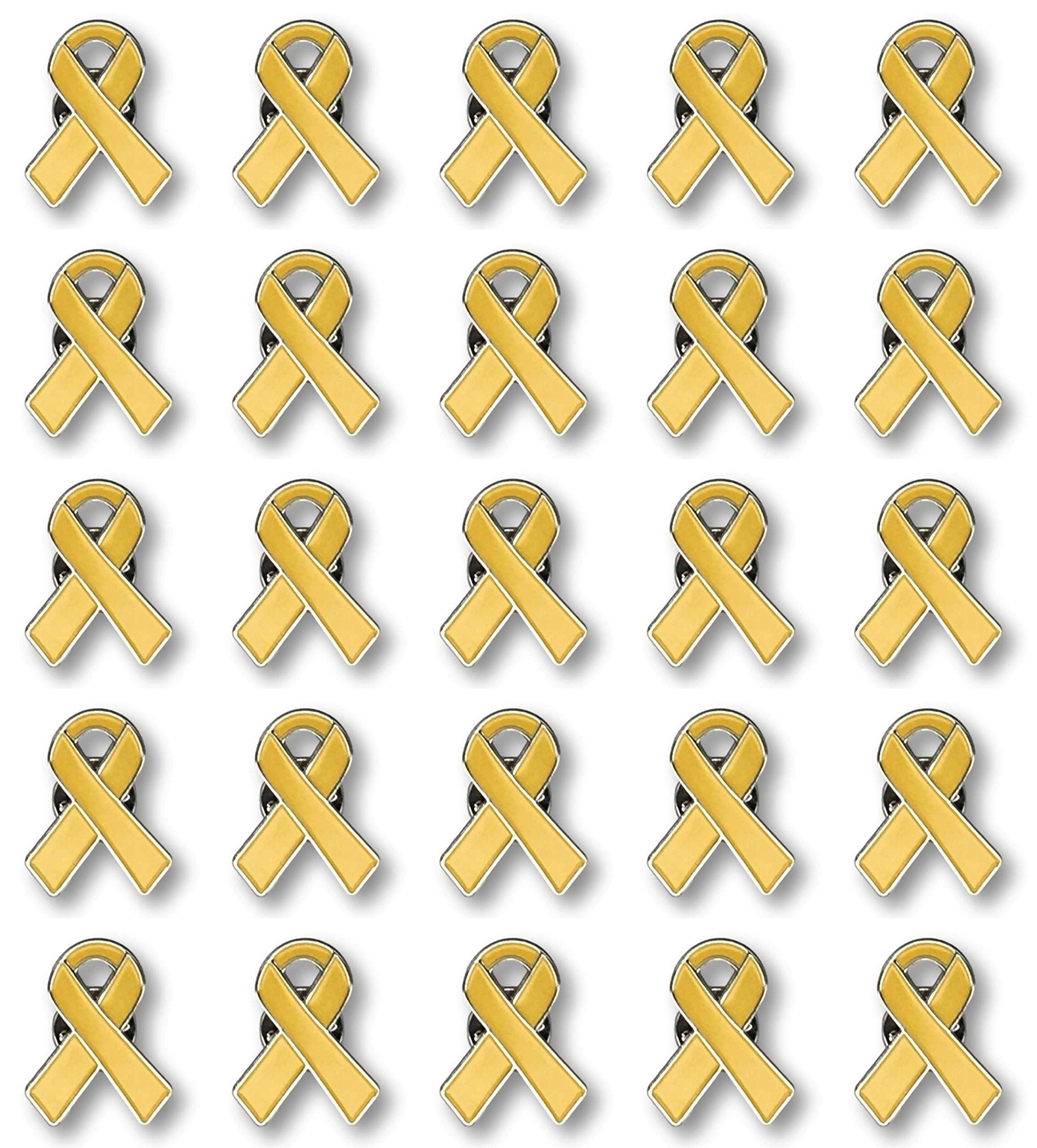 Photo 1 of 25 Pc Gold Awareness Enamel Ribbon Pins With Metal Clasps - 25 Pins - Show Your Support For Childhood Cancer, Neuroblastoma, Retinoblastoma, Embryonal Rhabdomyosarcoma