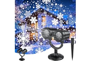 Christmas Projector Lights Outdoor - 2025 Upgraded Double Head Brighter Waterproof LED Snowflake Christmas Light Projector fo