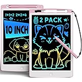 bravokids 2 Pack LCD Writing Tablet for Kids Toys, 10 Inch Colorful Erasable Doodle Board Drawing Pad for Kids, Car Trip Educ