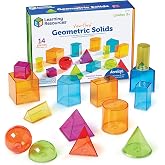Learning Resources View-Thru Geometric Solids | Classroom Must Haves, Teacher Supplies, Geometry Set, Pattern Blocks, 3D Shapes For Teaching, Math Manipulatives
