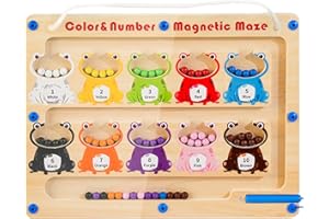 WOODMAM Magnetic Color and Number Maze, Wooden Magnet Maze Montessori Toys for 3+ Years Old, Learning & Education Toys for Preschoolers, Fine Motor Skills Toys for Boys Girls 3 4 5 Years Old