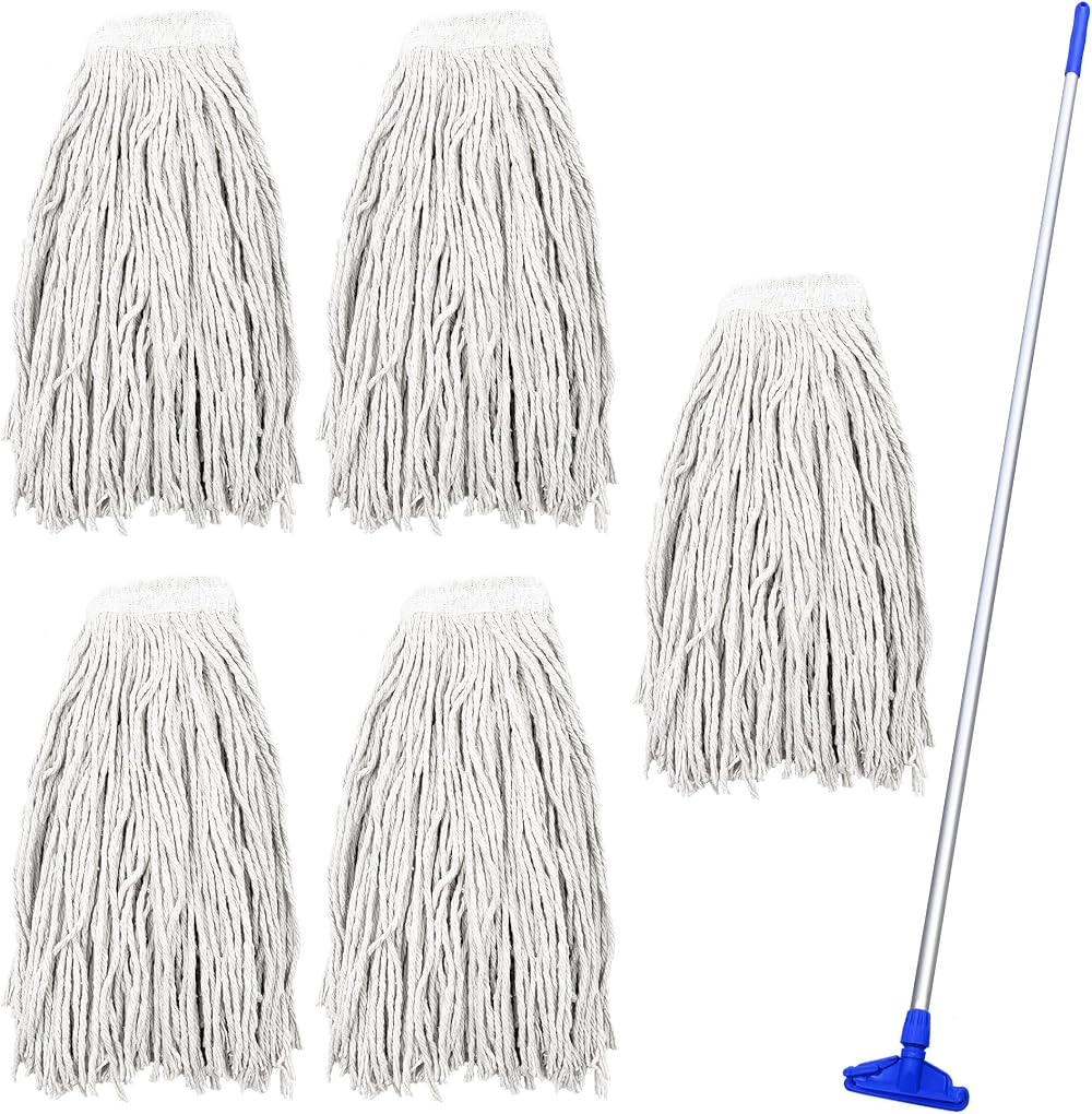 TDBS Kentucky Mop Set Blue Industrial Cotton Mop Heads Aluminium Handle