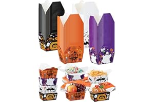 Estune 60 Pack Halloween Take out Food Boxes 2.56 x 4.65 x 3.54'' Halloween Disposable Treat Boxes Halloween to Go Containers Halloween Candy Goodie Gift Boxes for Halloween Party Favor