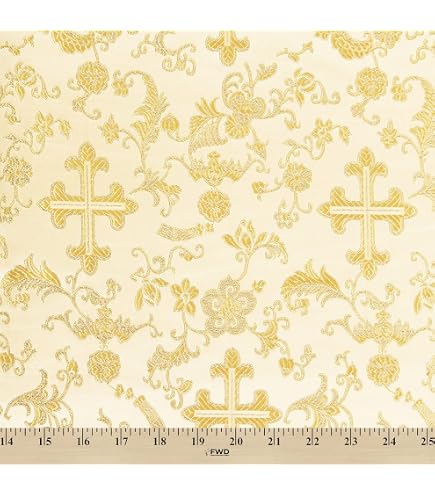 Amazon.com: Metallic Church Cross Brocade Fabric 60 (Ivory/Gold)