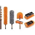 30 Foot High Reach Telescoping Duster Kit and Vinyl Siding Brushes with 5-24 ft Extension Pole // High Ceiling Cleaning and Window Washing kit // Exterior & Interior House and Gutter Cleaning Brush