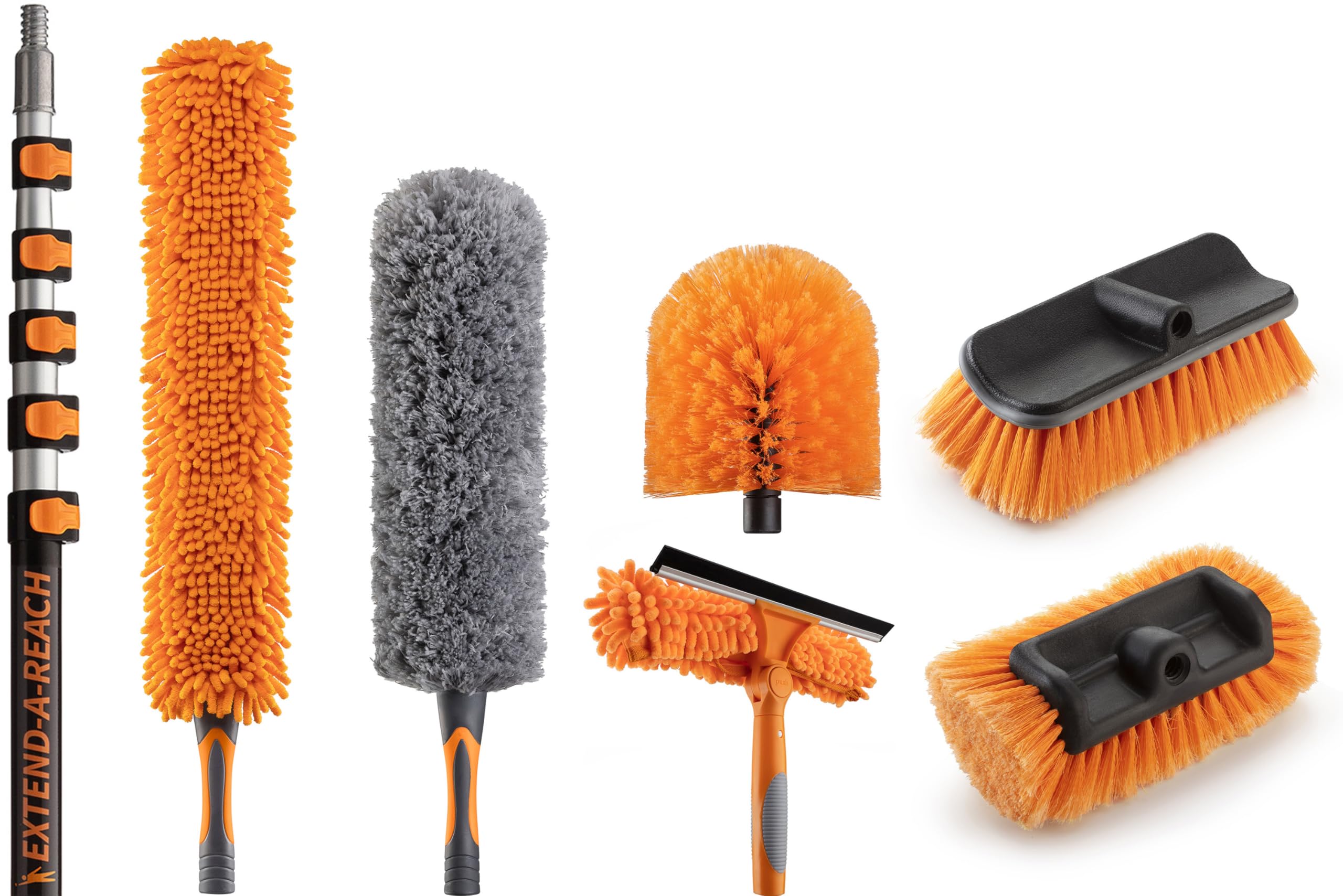 Photo 1 of 30 Foot High Reach Telescoping Duster Kit and Vinyl Siding Brushes with 5-24 ft Extension Pole // High Ceiling Cleaning and Window Washing kit // Exterior & Interior House and Gutter Cleaning Brush