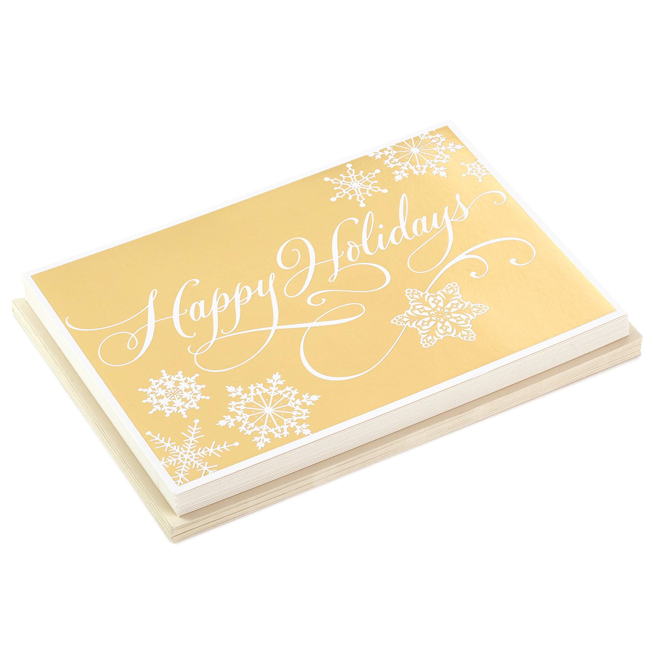 Hallmark Boxed Holiday Cards, Gold Happy Holidays (16 Cards and 17 Envelopes)