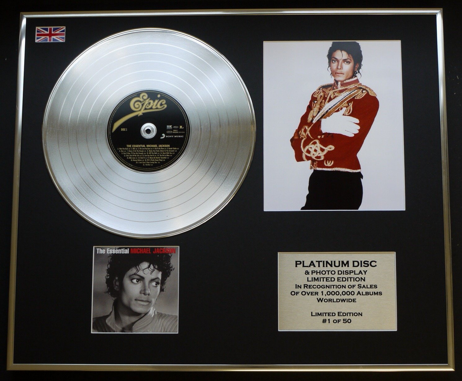 MICHAEL JACKSON/CD PLATINUM DISC & PHOTO DISPLAY/LIMITED EDITION/COA/ALBUM THE ESSENTIAL