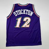 Facsimile Autographed John Stockton Utah Purple Reprint Laser Auto Basketball Jersey Size Men's XL