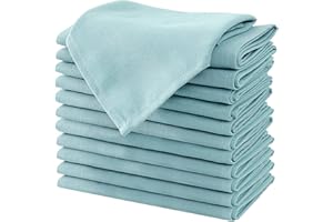 H.VERSAILTEX Cloth Napkins Set of 12 (18" X 18") Linen Textured Dinner Napkins Waterproof Extra Soft Thick Durable Reusable Napkins with Hemmed Edges for Dinners, Weddings and Everyday Use, Aqua