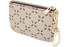 Veki Coin Purse Change Mini Purse Wallet With Key Chain Ring Zipper for Men Women Fashionable Bag Key Chain Pendant Leather Classic Clutch Purse (Classic-Khaki)