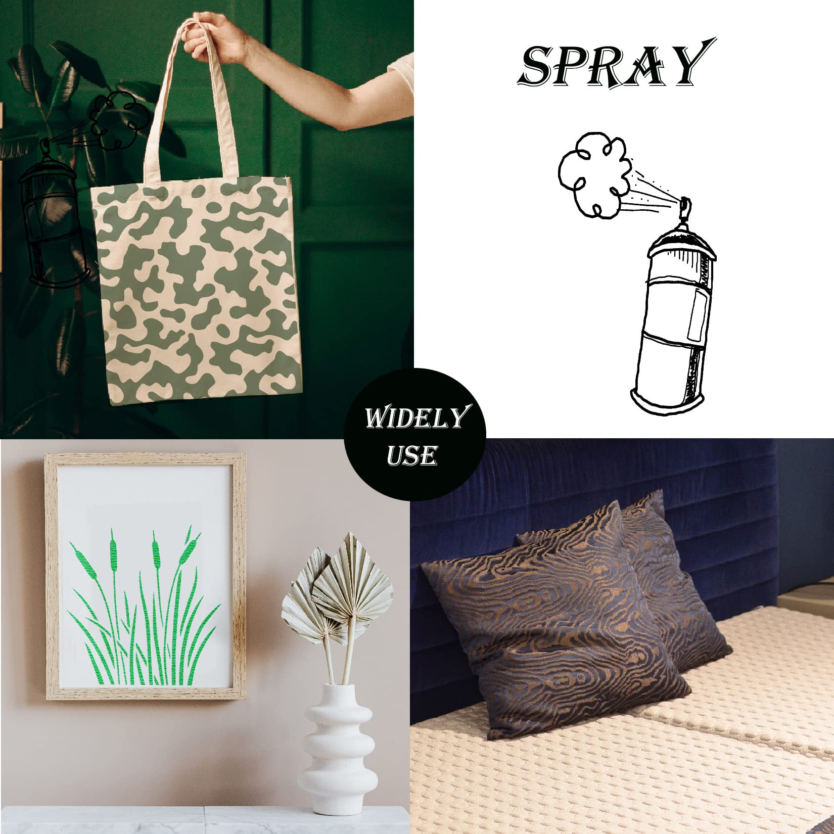 6 Pieces Camo Stencils for Spray Paint, Camouflage Grass Pattern Stencils Templates Reusable Digital Camo Paint Stencil for Boat DIY Crafts (Camo)