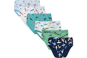 Slenily Little Boys Sharks Briefs Toddler Kids Truck Cars Underwear Soft Cotton Airplane Undies (Pack of 6)