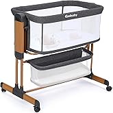 Ezebaby 3-in-1 Baby Bassinet, Rocking Baby Bassinets Bedside Sleeper, Adjustable Portable Crib for Newborn Infant with Wheels Storage Basket and Mesh Sides