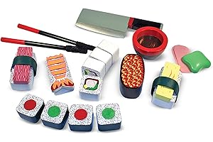 Melissa & Doug Sushi Slicing Wooden Play Food SetPretend Play Kitchen Toys, Pretend Wooden Sushi FoodFor Kids Ages 3+