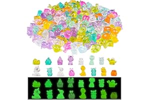 DIINOKIY 200Pcs Luminous Mini Resin Animals to Hide Tiny Creatures Glow in The Dark for Miniature Fairy Garden Decor Accessories Micro Landscape Aquarium Duck Dinosaur Rabbit Flamingo Owls Marine Animal