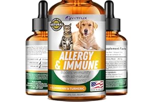 VETFLIX Velflix Allergy Immune Anti Itch & Hot Spots - Made in USA Natural Pet Supplement for Cat & Dog Allergy Relief with Turmeric & Milk Thistle -Seasonal Allergies Digestive Treatment for Dogs & Cats