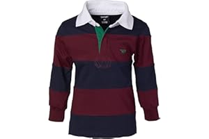Sportoli Boys Cotton Wide Striped Long Sleeve Polo Rugby Shirt